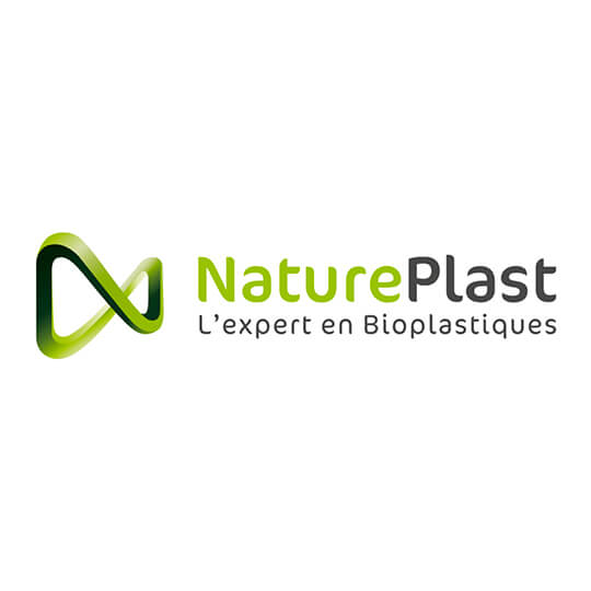 Logo del marchio NaturePlast con testo L'expert en Bioplastiques.